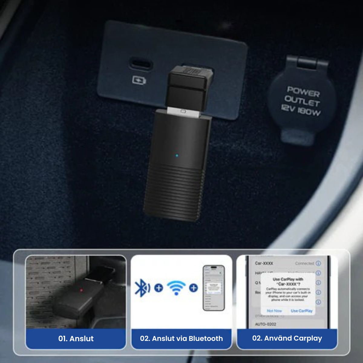 Mini Trådlös CarPlay/Android Auto Adapter