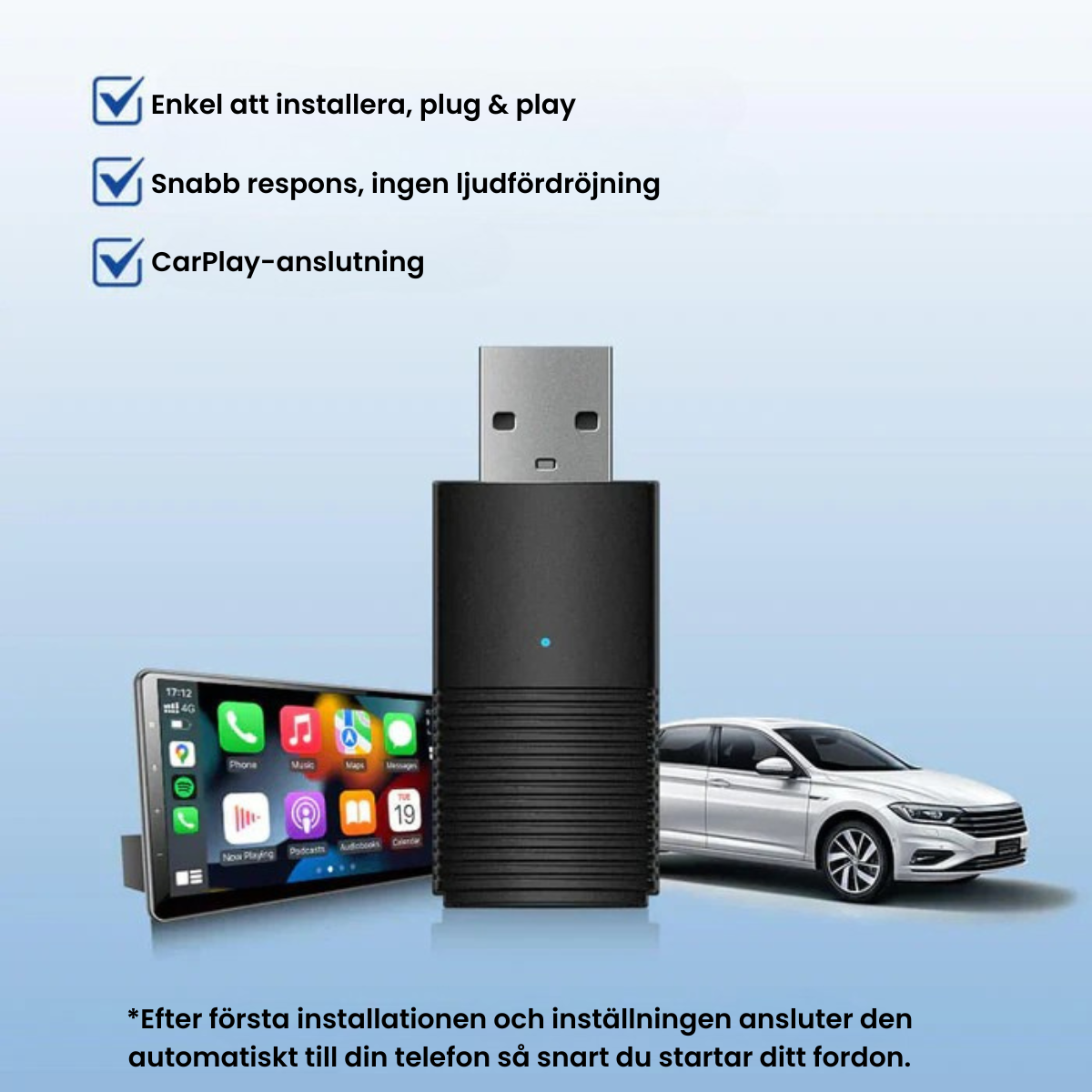 Mini Trådlös CarPlay/Android Auto Adapter
