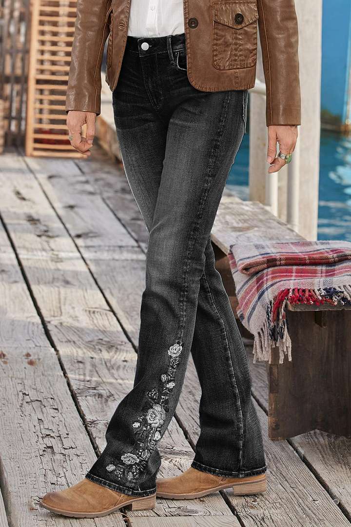 Flamingo – Blommiga Denimbyxor